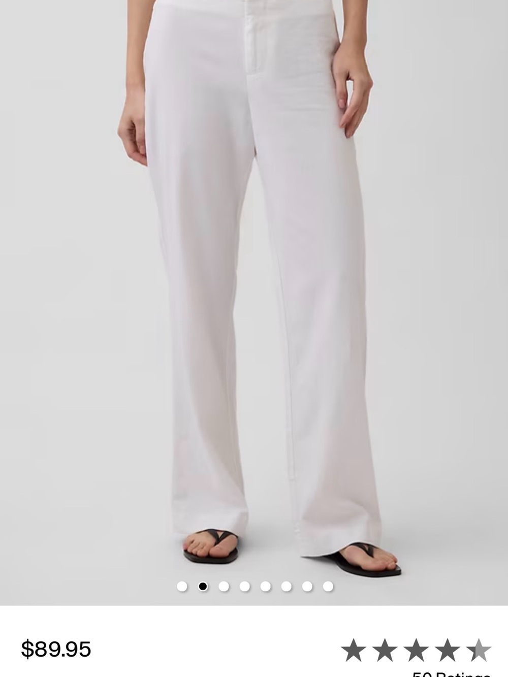 GAP Wide-Leg White Linen-Blend Pants
